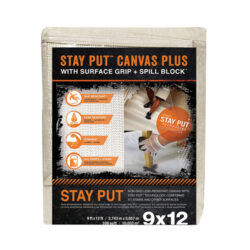 Trimaco Stay Put Canvas Drop Cloth with Surface Grip and spill block